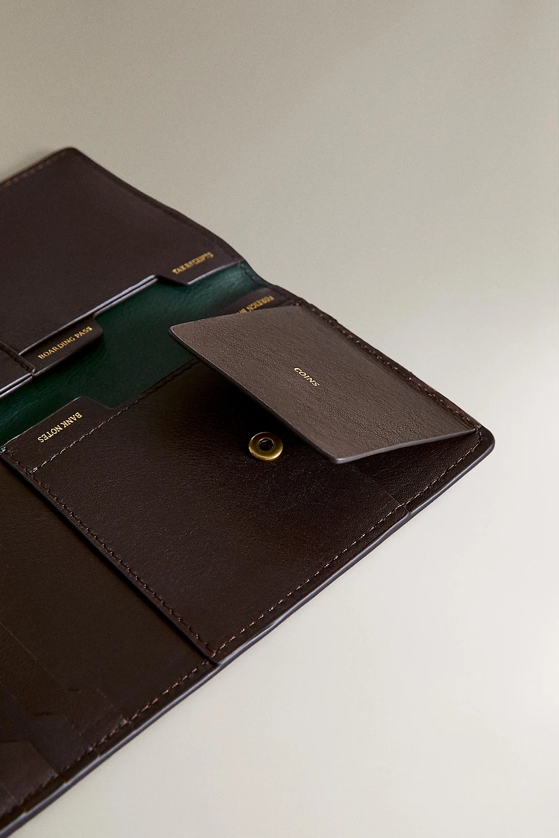 LEATHER TRAVEL ORGANIZER WALLET