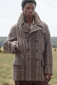 MANTEAU COURT À CARREAUX AVEC ÉCHARPE ÉDITION LIMITÉE