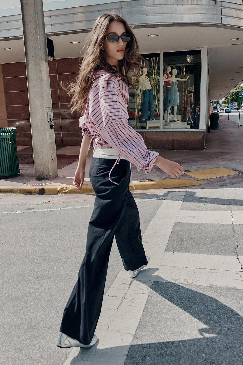 PANTALON LARGE À DOUBLE TAILLE
