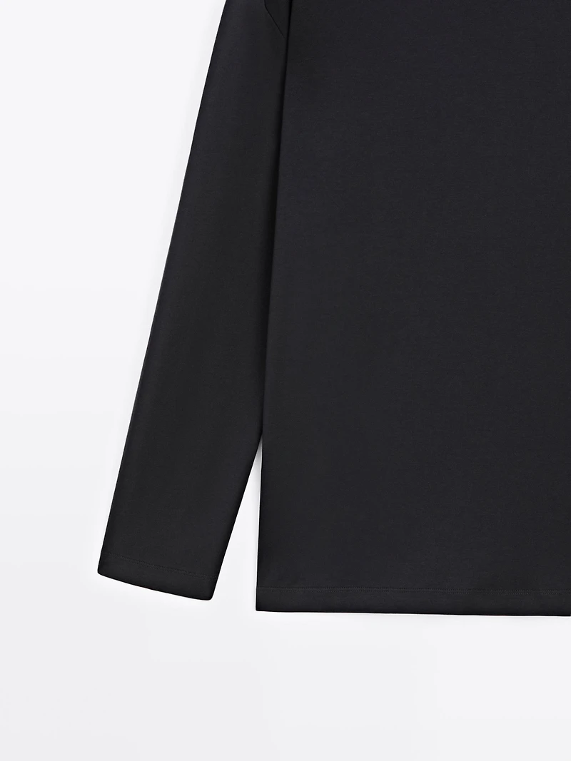 Long sleeve medium weight cotton T-shirt