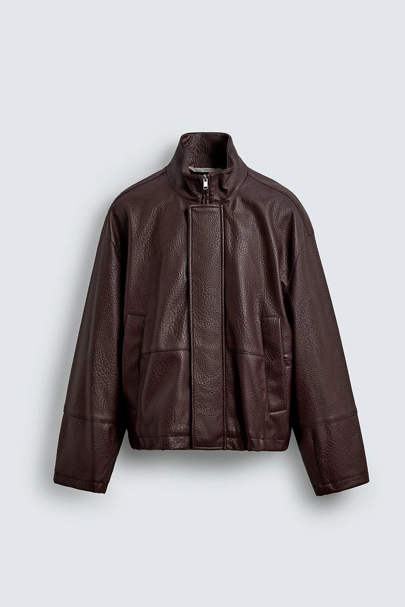 TEXTURED FAUX LEATHER JACKET
