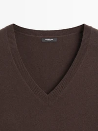 Long knit sweater with contrast lace