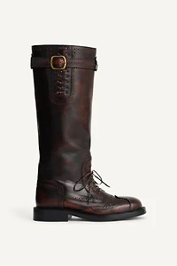 PERFORATED LEATHER TALL BOOTS LIMITED EDITION