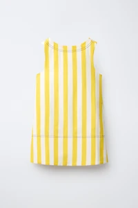 CONTRAST TOPSTITCH STRIPED DRESS