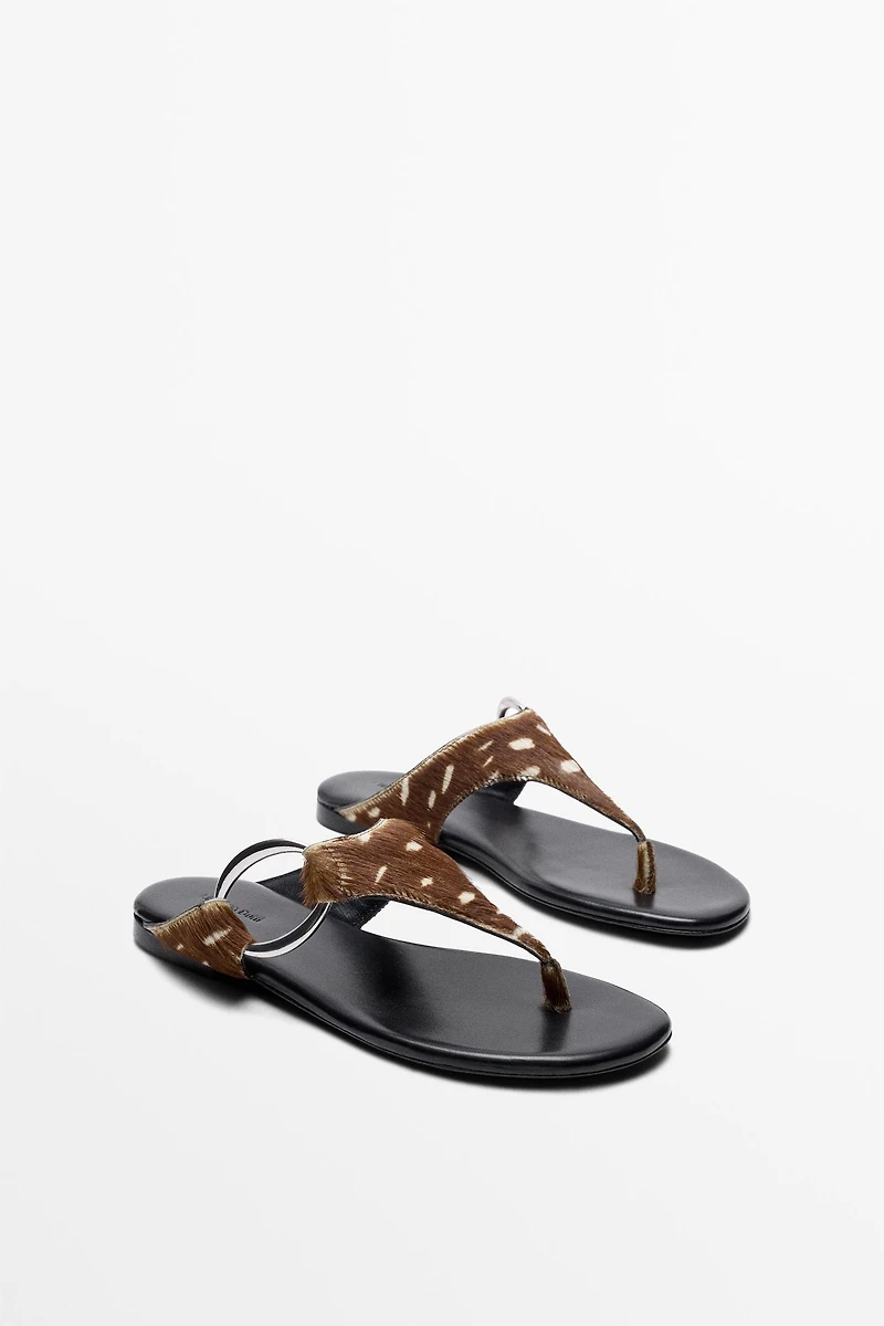 Printed flat slider sandals