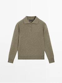 100% cashmere knit polo sweater