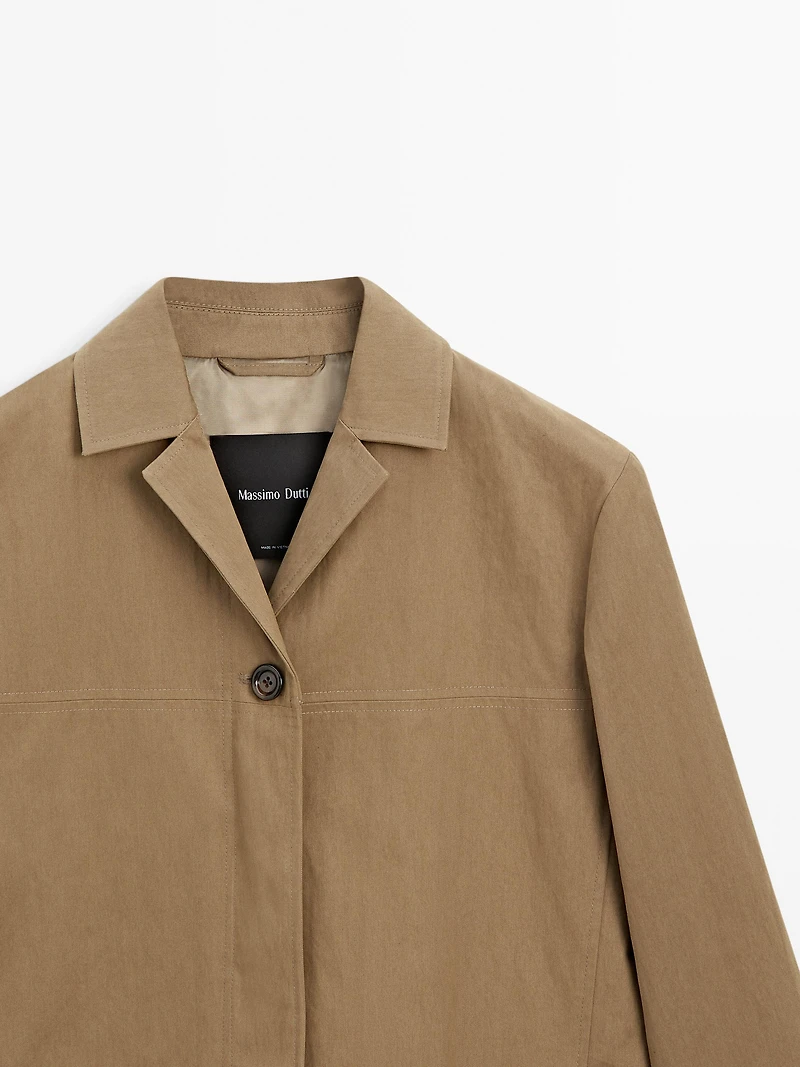 Cotton blend blazer with button detail