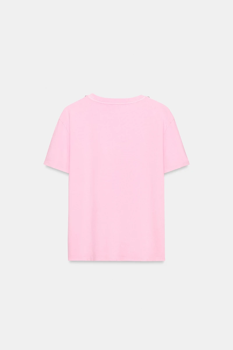 WASHED EFFECT JEWELED T-SHIRT