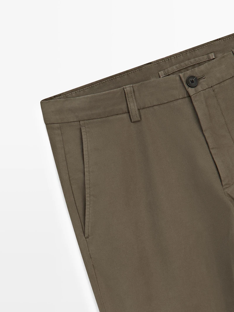 Slim fit textured trousers