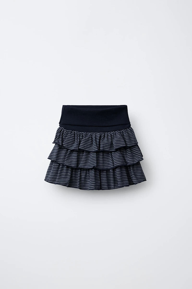 RUFFLED STRIPED SKORT