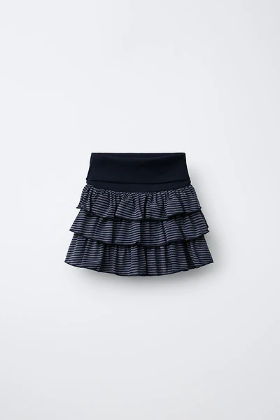 RUFFLED STRIPED SKORT