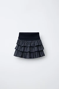 RUFFLED STRIPED SKORT