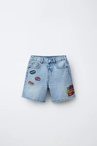 CARS LIGHTNING MCQUEEN © DISNEY PATCH DENIM SHORTS