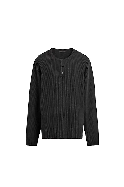 HENLEY NECK TEXTURED JUMPER