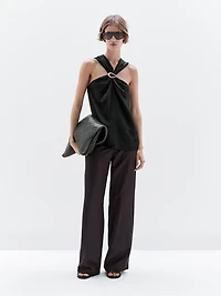 Halter top with removable brooch detail