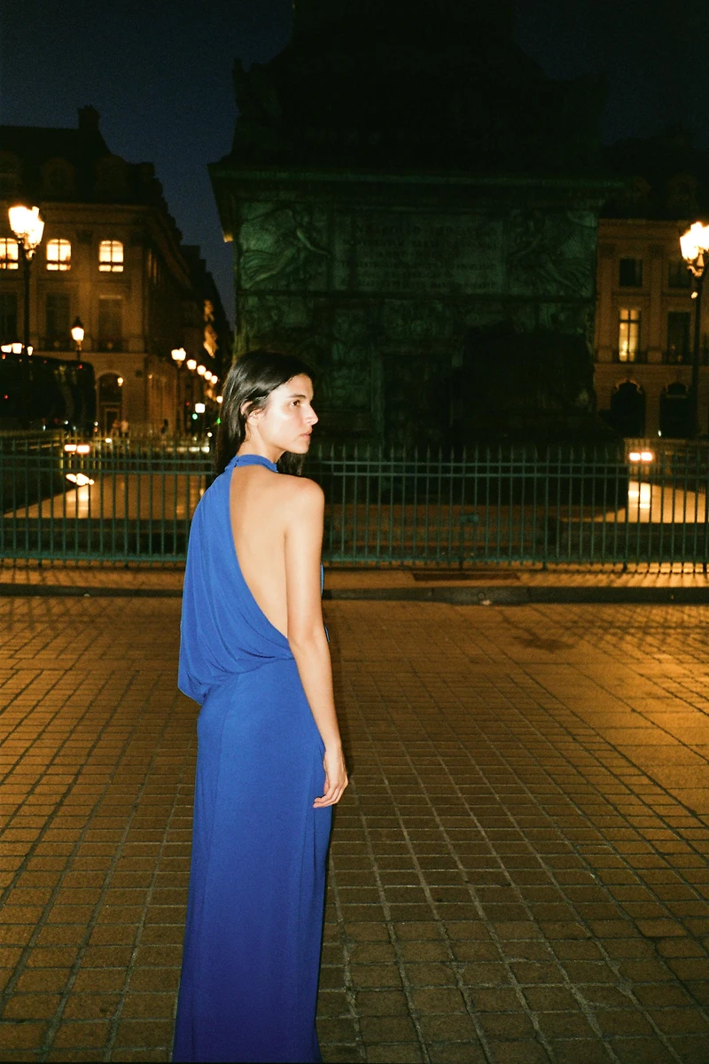 DRAPED CAPE DRESS