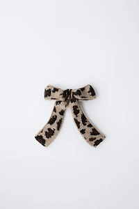 CHOUCHOU NŒUD EN MAILLE ANIMAL PRINT