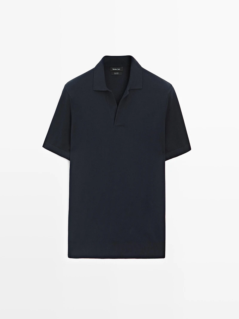 Knit V-neck polo shirt