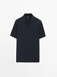 Knit V-neck polo shirt