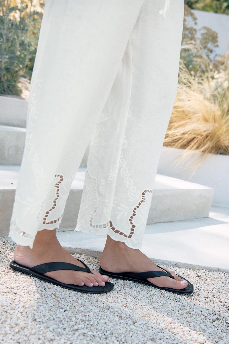 ZW COLLECTION LINEN BLEND EMBROIDERED TROUSERS