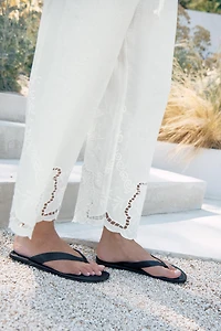ZW COLLECTION LINEN BLEND EMBROIDERED TROUSERS