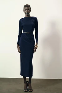 RUCHED DRESS WITH BELT