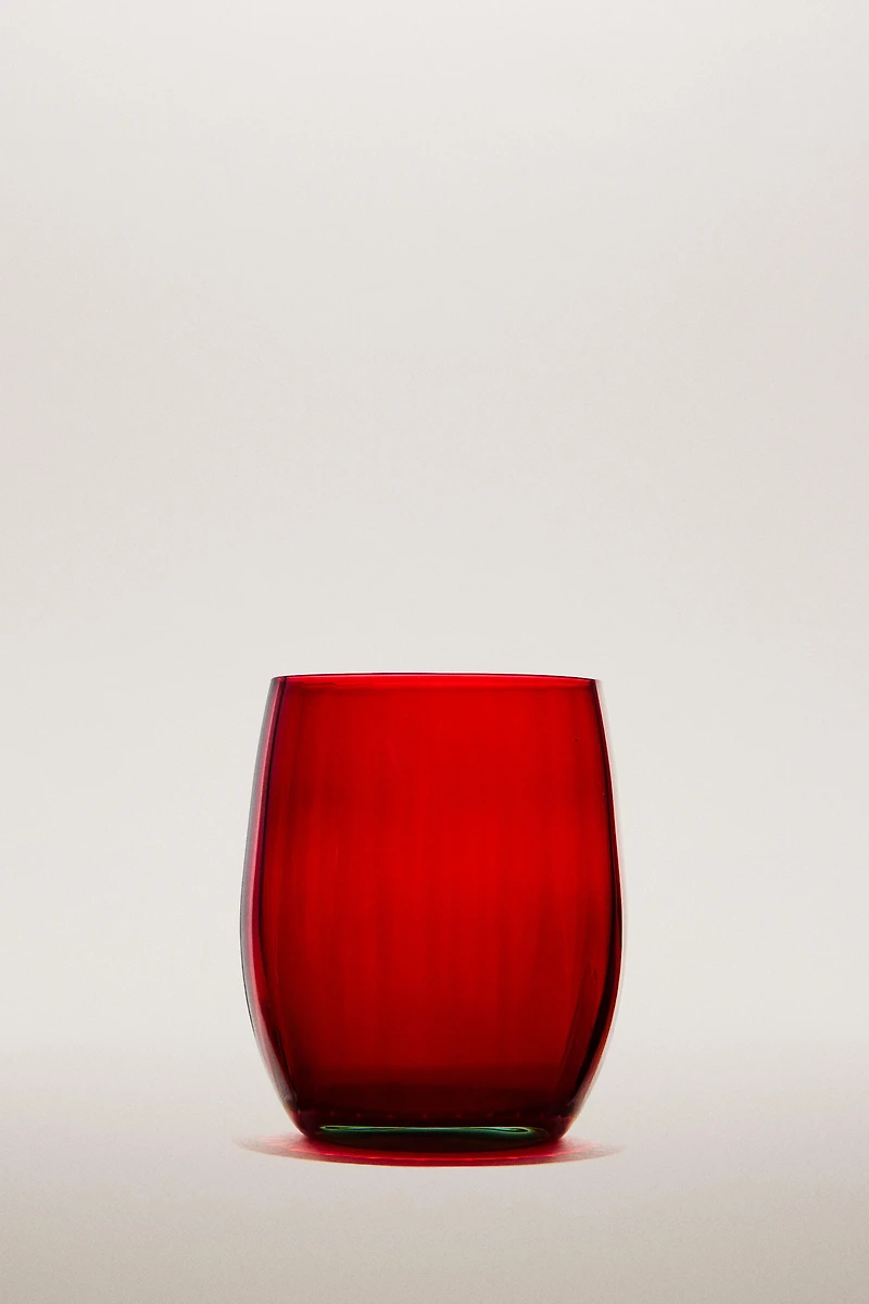 CHRISTMAS CRYSTALLINE TUMBLER WITH A RAISED DESIGN