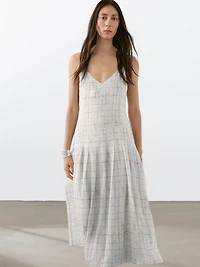 Robe midi ample à carreaux