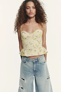 FLORAL POPLIN TOP