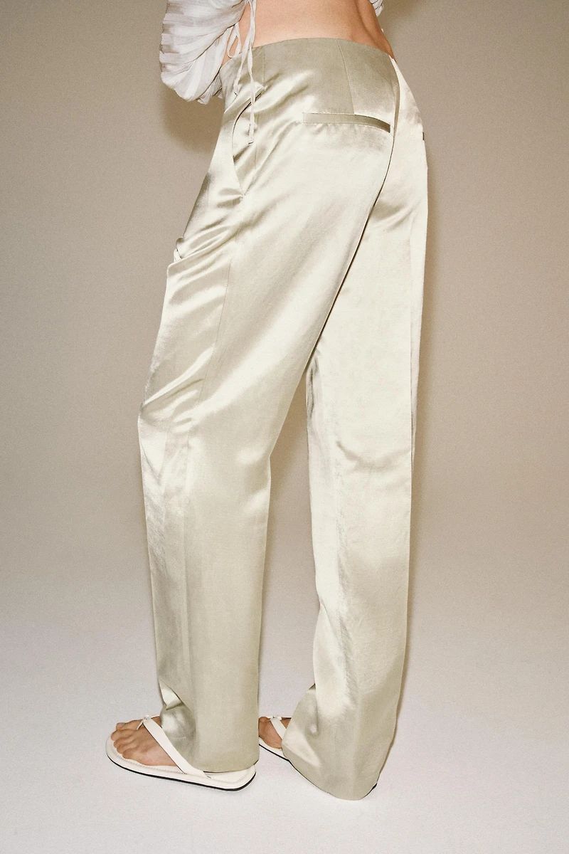 ZW COLLECTION LINEN BLEND STRAIGHT-LEG TROUSERS