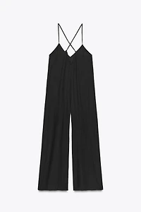 TEXTURED FLOWY LONG JUMPSUIT