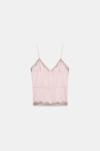FLORAL LACE SATIN EFFECT TOP
