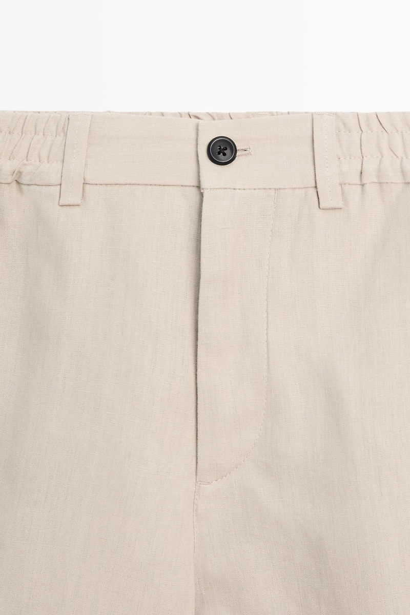 100% linen short Bermuda shorts
