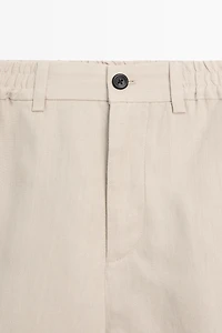 100% linen short Bermuda shorts