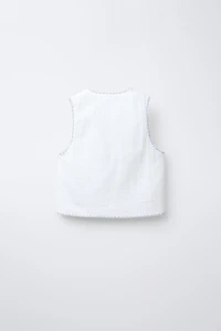 CONTRAST EMBROIDERY PADDED VEST