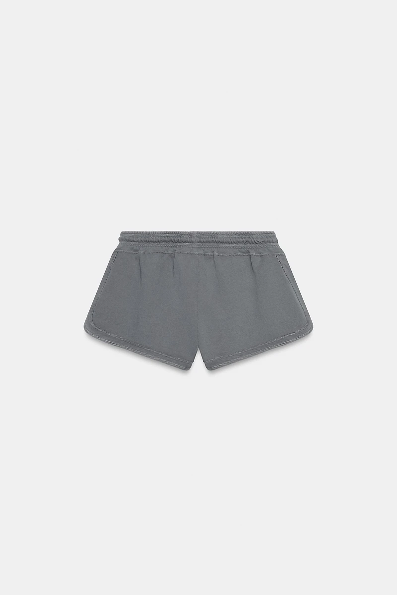 WASHED EFFECT DRAWSTRING SHORTS
