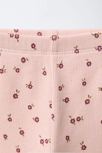 RIBBED FLORAL LEGGINGS