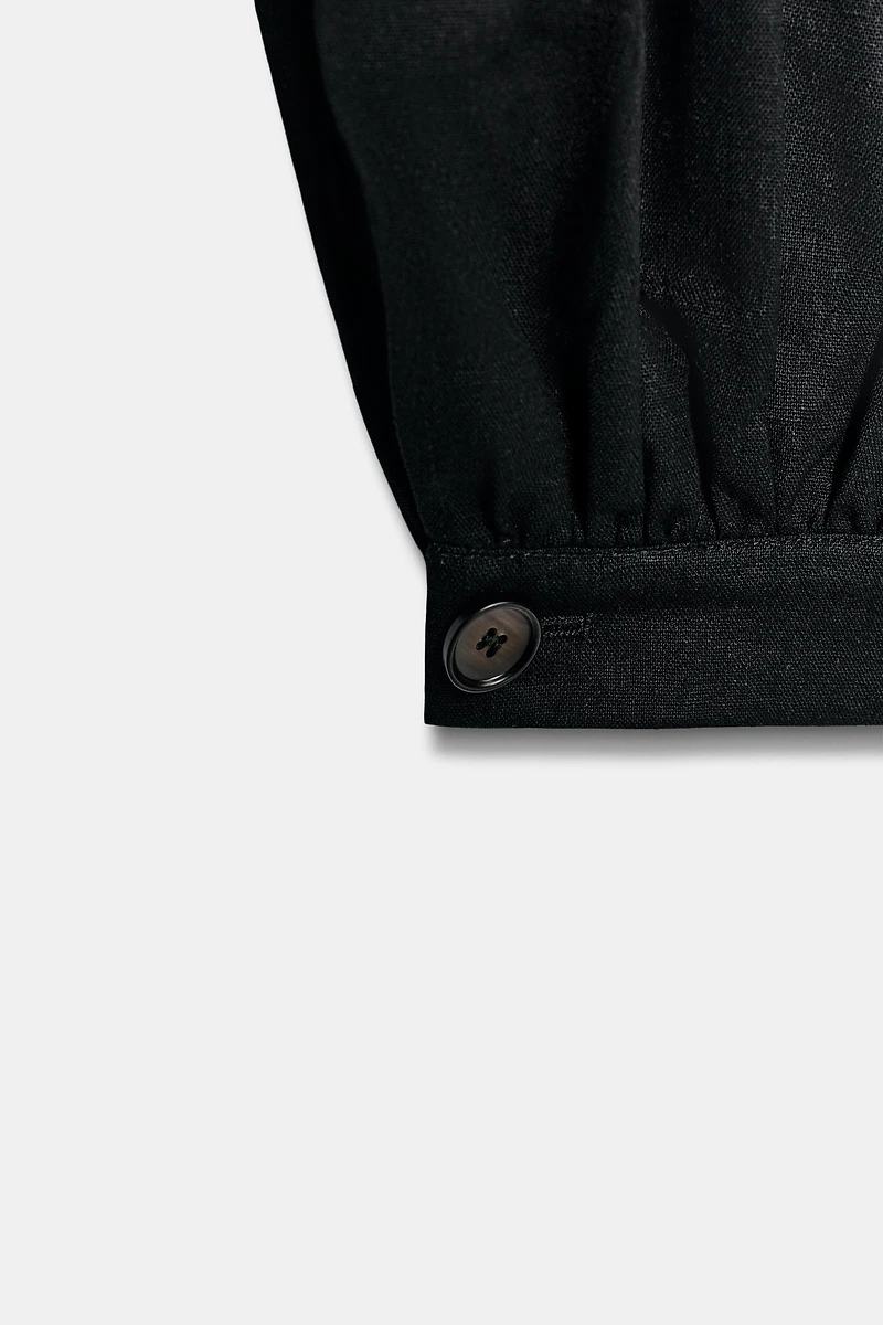 PANTALON BOUFFANT EN LIN À OUVERTURES