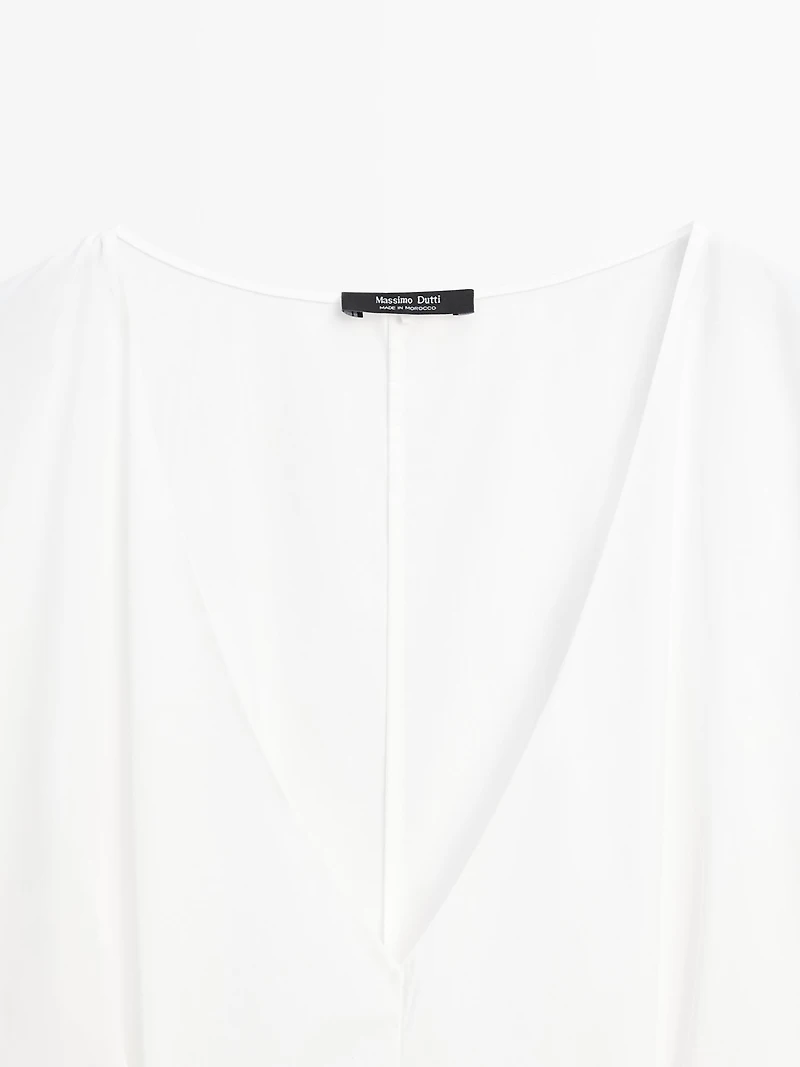 Poplin flounce midi dress