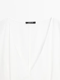 Poplin flounce midi dress