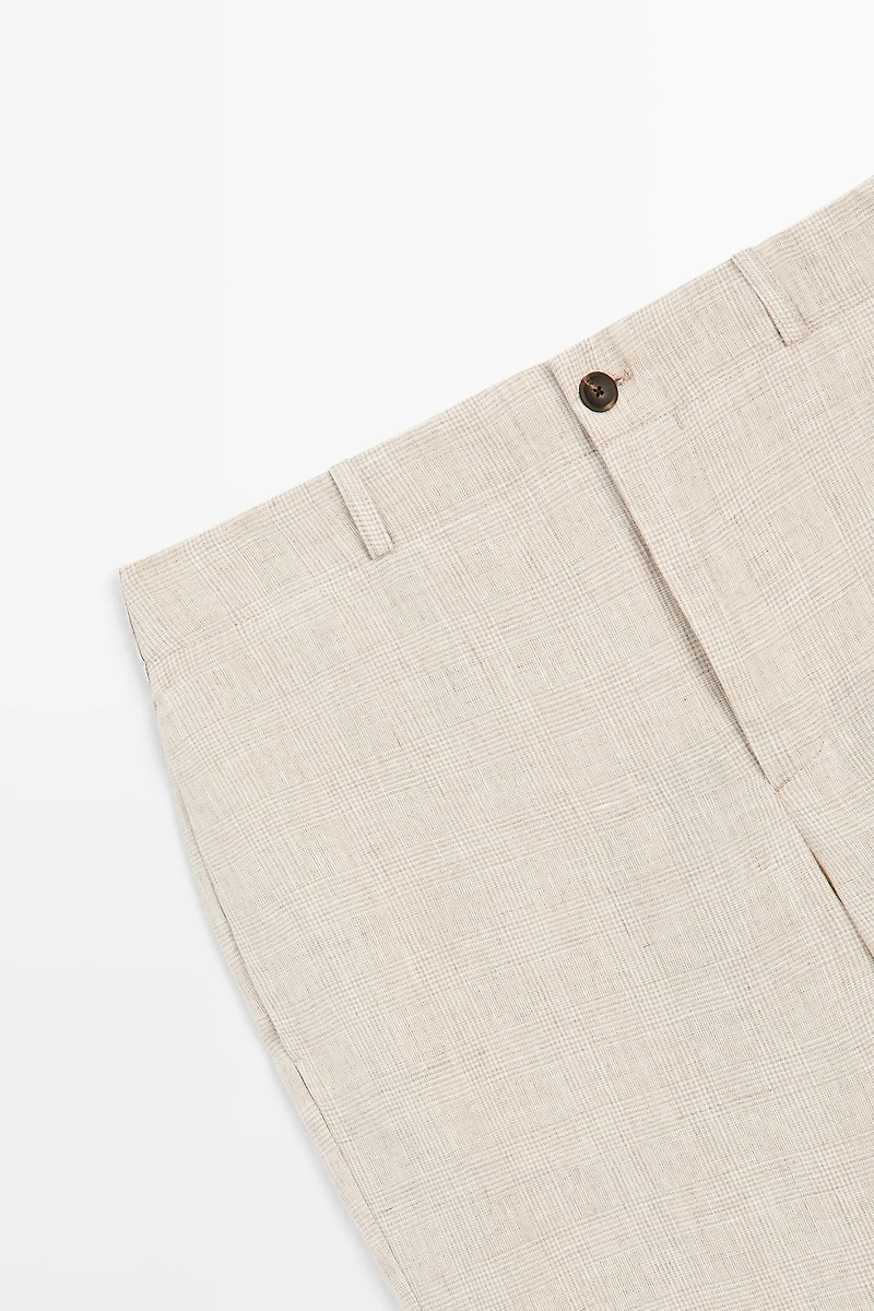 100% linen check pants