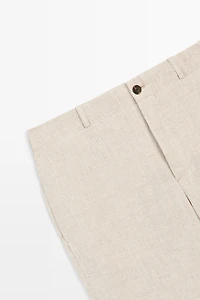 100% linen check pants