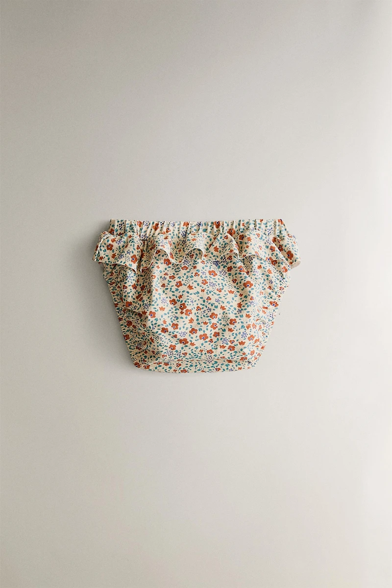 BABY FLORAL RUFFLE BEACH DIAPER COVER