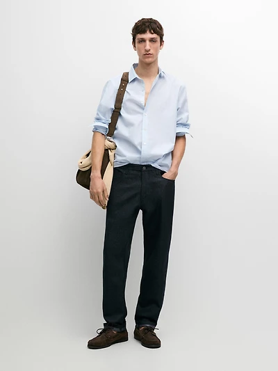 Chemise regular fit à rayures 100 % coton