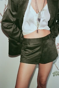 FAUX SUEDE MINI SHORTS