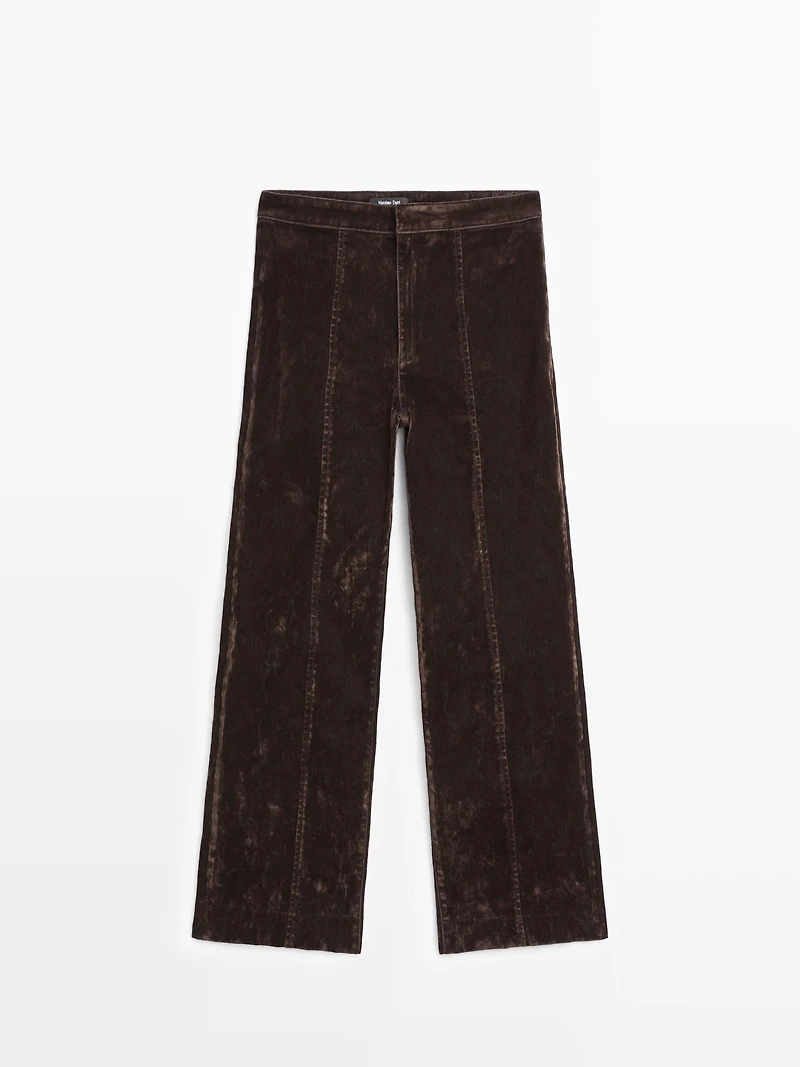 Flare fit high-waist flocked jeans