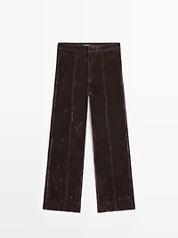 Flare fit high-waist flocked jeans