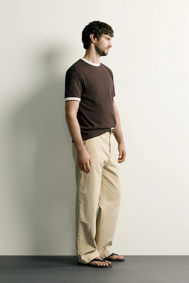 RINGER BASIC CONTRAST RIB T-SHIRT