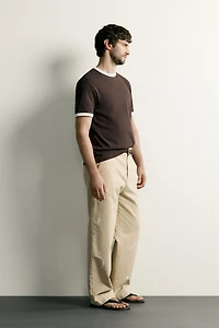 RINGER BASIC CONTRAST RIB T-SHIRT