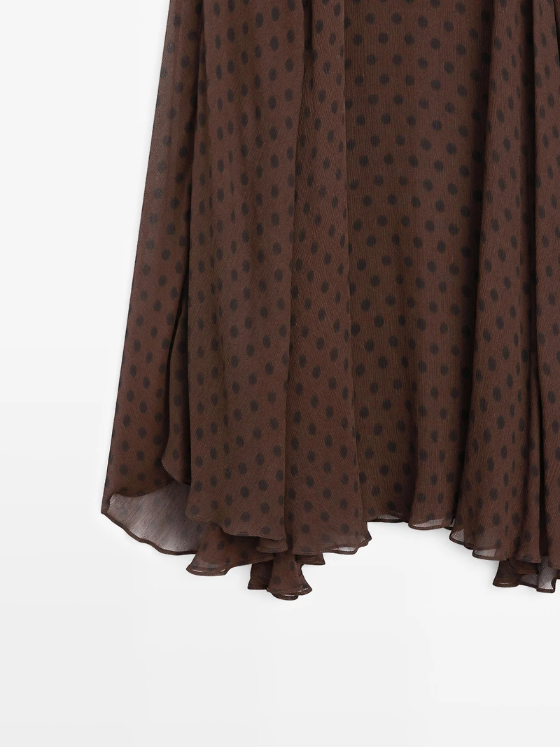 Flared polka dot midi skirt